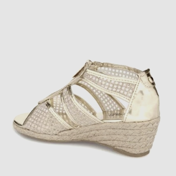 MICHAEL KORS CATE JAY. SILVER GLITTER WEDGE GIRLS - Picture 4 of 5